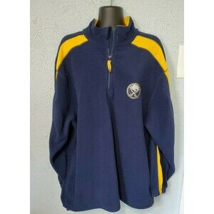 Buffalo Sabers 1/2 zip Pullover NHL Hockey Fleece Men's Size L VTG Majestic